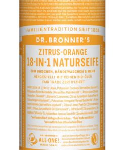 Dr. Bronners 18-in-1 Naturseife | Zitrus Orange Organic | Vegan Bio mit Kokos- & Olivenöl | 475 ml