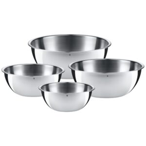 WMF Gourmet Edelstahl Schüsselset für die Küche - 4-teilig, Cromargan, stapelbar,ideal für 4 Personen