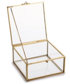 SUMTree Metall-und-Glas-Schmuckschatulle für Damen Schmuckaufbewahrung Geschenk für Muttertag und Hochzeit