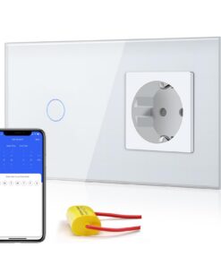BSEED Smart Alexa Lichtschalter Normal Steckdose für Wohnzimmer Weiß BSEED Single Live Wifi Touch LichtschalterSteckdo