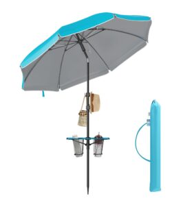 SONGMICS Blauer Sonnenschirm 160 cm UPF 50+ für Strand und Garten GPU0080Q01