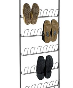 WENKOTür-Schuhregal für bis zu 18 Paar Schuhe - 6 Ablagen - Zum Einhängen - Pulverbeschichtetes Metall - 59 x 151 x 14 c