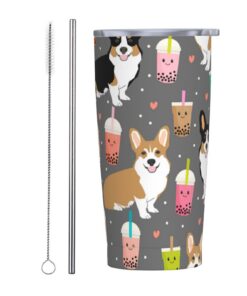 EVANEM 20oz Vakuum Isolierte Tumbler Mit Reiniger Niedlich Corgi Für Home Office