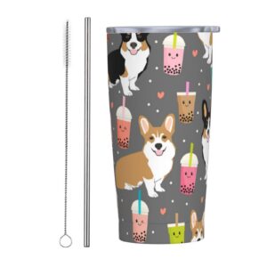 EVANEM 20oz Vakuum Isolierte Tumbler Mit Reiniger Niedlich Corgi Für Home Office