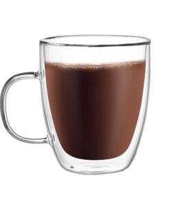 CNGLASS Doppelwandige Macchiato Gläser Groß Isolierte Kaffeetassen für Heiße und Kalte Getränke 500ml/17oz Klare Tassen