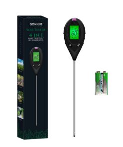 SONKIR BodenpH-Meter 4-in-1 für Pflanzenpflege Garten-Batterieenthalten