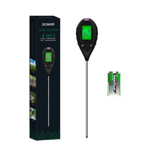 SONKIR BodenpH-Meter 4-in-1 für Pflanzenpflege Garten-Batterieenthalten