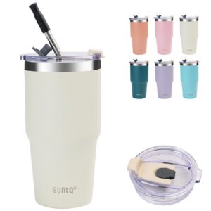 SUNTQ thermische Tasse isolierter Tumbler 550ml für heiße und kalte Getränke Off-white