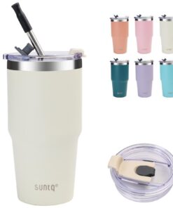 SUNTQ isolierter Tumbler 550ml, doppelwandig, thermisch, für Kaffee und Wasser, für Reise, edelstahlbezogen, becherhalte