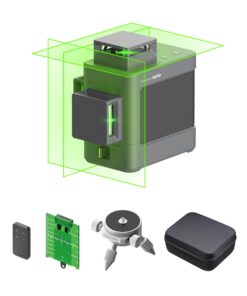 HOTO Kreuzlinienlaser 3×360° Grün für Innenausbau & Baustelle mit Stativ & Fernbedienung & USB-C Aufladung, 30 m Reichwe