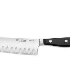 WÜSTHOF Santoku mit Kullen, Classic 1040131314, 14 cm Schleifer, geschmiedeter Rostfreier Edelstahl, sehr scharf, asiati