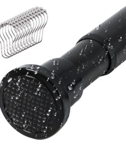 Scettar ausziehbare Gardinenstange (schwarz), robust ohne Bohren, ideal für Badezimmer und Schlafzimmer (80 - 205 cm)