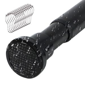 Scettar ausziehbare Gardinenstange (schwarz), robust ohne Bohren, ideal für Badezimmer und Schlafzimmer (80 - 205 cm)