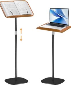 Aleawol Höhenverstellbar Leseständer, Holz Papierclip Buchhalter für Kochbücher und iPads