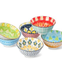 Porzellan Müslischalen Set 6 Stück 700ml - Bunt Schalen für Müsli Suppe Salat Ramen