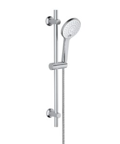 Görbach Duschset für Baden im Haus und Garten, chromfarbene Duschstange mit Duschkopfhalter und Handbrauseschlauch