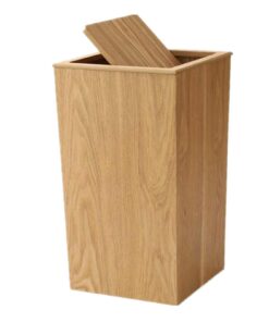 Milageto dekorativer 20 l Papierkorb, stabiler Holz-Mülleimer für Zuhause und Arbeitszimmer, helles Holz mit Deckel