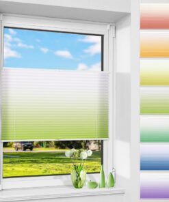 Plissees Klemmfix Plissee Rollo Jalousie ohne Bohren Grün-Weiß 70x120cm Sichtschutz Sonnenschutz