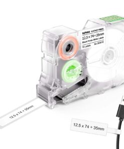 SUPVAN G15M Etikettenband Thermo-Mehrzweck, für Heim, Schule und Büro - 12,5 mm x (74 mm + 35 mm), 70 Etiketten pro Roll