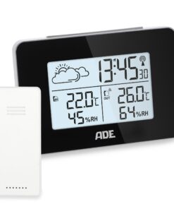 ADE Digitale Wetterstation Funk mit Außensensor - Innen-/Außentemperatur & Luftfeuchtigkeit - Animierte Wettervorhersage