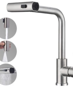 HOMELODY Wasserhahn Küche | Ausziehbar, 3 Strahlarten, Spültischarmatur | Küchenarmatur 360° Schwenkbar, Edelstahl Gebür