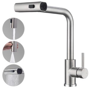 HOMELODY Wasserhahn Küche | Ausziehbar, 3 Strahlarten, Spültischarmatur | Küchenarmatur 360° Schwenkbar, Edelstahl Gebür