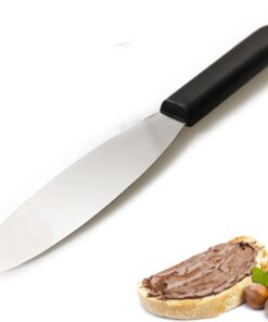 Kerafactum Edelstahl Aufstrichmesser für Frischkäse Butter | Nutella Tafelmesser mit schwarzem Griff | Buttermesser Bist