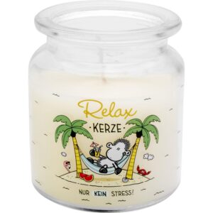 Sheepworld Duftkerze Vanille Glas mit Spruch "Relax" | Geschenk für Sie | 9 cm Höhe, 7,5 cm Durchmesser | 74128