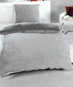 MALIKA Winter Plüsch Wendebettwäsche Nicky-Teddy 'Cashmere Touch' - Silber-ANTHRAZIT 135 x 200 cm