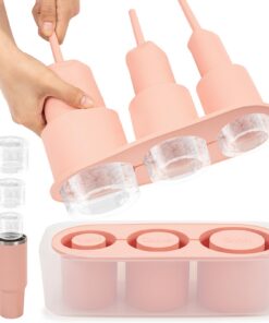 Stanley Cup Eiswürfel Zubehör Rosa, 3 Fach Silikon Eiswürfelbehälter, 40 Oz Tumbler Kompatibel, für Cocktails, Whisky, J