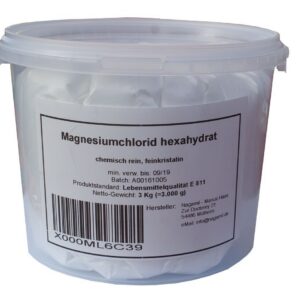 Magnesiumchlorid Hexahydrat Lebensmittelqualität 3 Kg im Eimer - feinkristalin für Lager und Kochvorbereitung