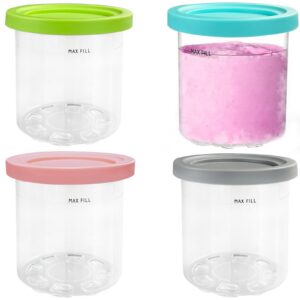 Gentpovth 4er-Set Eisbehälter mit PE Deckel, BPA-frei, spülmaschinenfest, kompatibel für Ninja NC299AM, C300s Creami Ser