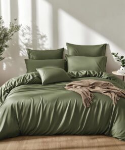 Lanqinglv Kühlende Bambus Lyocell Bettwäsche Grün Mako Satin Oeko-TEX Zertifiziert 155x220 cmUSHM