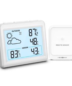 Wetterstation Funk mit Außensensor für Innenausmessung Raumthermometer Hygrometer 3,7 Zoll Luftfeuchtigkeit Monitor | W
