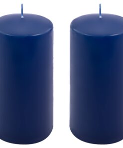 Hochzeit Stumpenkerze blau 15 cm x 7,5 cm lange Brenndauer Deko-Kerze Weihnachten (blau, 2) Weihnachts-Stumpenkerze bl