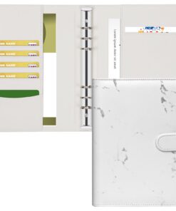 Skycase Ringbuch aus Leder - Weiß | A5-Ringbuch, 6-Ringbuch-Planer für Schule, Büro und Meetings | Innengewebe nicht ink