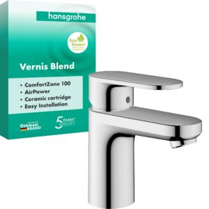 hansgrohe Vernis Blend Waschtischarmatur ohne Ablauf - Wasserhahn Bad, 110 mm Auslauf, Wassersparend (EcoSmart), Chrom