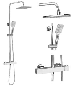 Solepearl Thermostatischer Duschsystem 38℃ + Regendusche + Edelstahl Duschstange Inkl. 21cm Kopfbrause