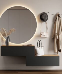 Planetmöbel Flurhängeschrank Garderobe 2X 100 cm Gold Eiche - Anthrazit, Kompakte Wandgarderobe für Stauraum, 37,8T x 10