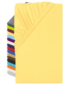 NplusEins Microfaser Spannbettlaken – atmungsaktiv für Allergiker, 1519.2192, 140-160 x 200 cm, gelb OEKO-TEX STANDARD 1
