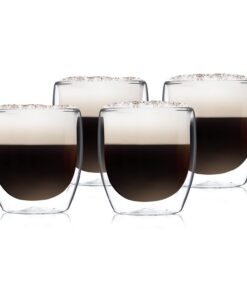 GLASWERK doppelwandige Latte Macchiato Gläser - ideal für Cappuccino und Tee - spülmaschinengeeignet (4 x 250 ml)