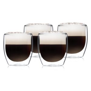 GLASWERK doppelwandige Latte Macchiato Gläser - ideal für Cappuccino und Tee - spülmaschinengeeignet (4 x 250 ml)