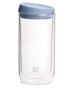 BU Brew Kaffeebecher, doppeltwandig, Glas, für Liebhaber, zur Arbeit, thermische Haltung, 454 ml, Himmelblau
