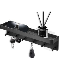 Royouzi Schlüsselhalter mit Ablage & 6 Haken, Selbstklebend für Eingang & Küche