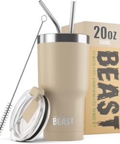 Beast Thermobecher 550 ml - Sand I BPA-frei I Doppelwandiger Trinkbecher für Kaffee oder Eiskaffee I Mehrweg Thermo Kaff