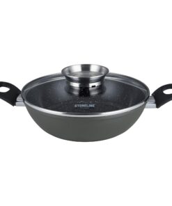 STONELINE Ceramic Servierpfanne 24 cm Hoher Rand fürAlle Herdarten mit Induktion, Antihaft und PFAS frei, Edelsteinparti