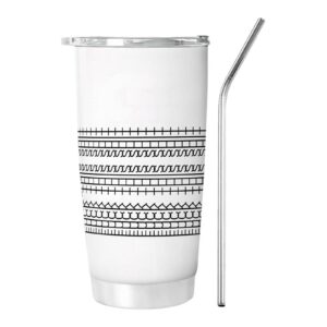 20oz Thermobecher to Go für Heiße und Kalte Getränke (Weiß) - Doppelwandiger Edelstahl Vakuum Thermal Tumbler mit Strohh