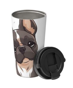 EVANEM Isolierter Reisebecher französische Bulldogge Edelstahl 705 ml warm-kalt haltend Reise-Büro-Geschenk