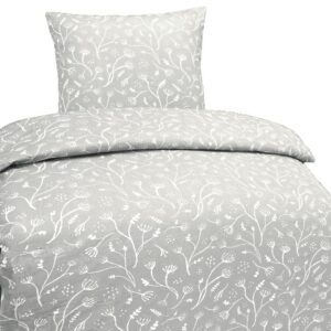 Hochwertige Baumwolle Bettwäsche Blumen Grau Weiß Set 2 TLG Für Damen und Herren Zum Sommerschlussverkauf