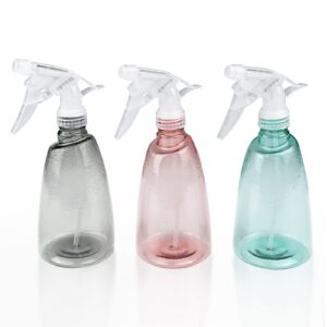 Gvolatee Professionelle Wassersprühflasche 500 ml, Nachfüllbar, für Blumen und Haare, Transparent, 3 Pack